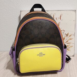 Coach Mini Court Backpack In Colorblock Signature Canvas CL470